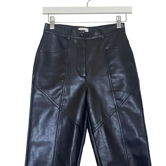 Aritzia Wilfred Rebel Black Faux Leather Straight Leg Pants Size 0 - Picture 6 of 12